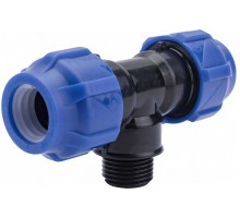 Тройник компрессионный переходной 20-1/2"НР-20 ПНД Valfex
