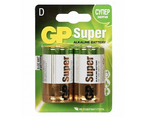 Алкалиновые батарейки GP LR20 Super Alkaline 2 шт в блистере